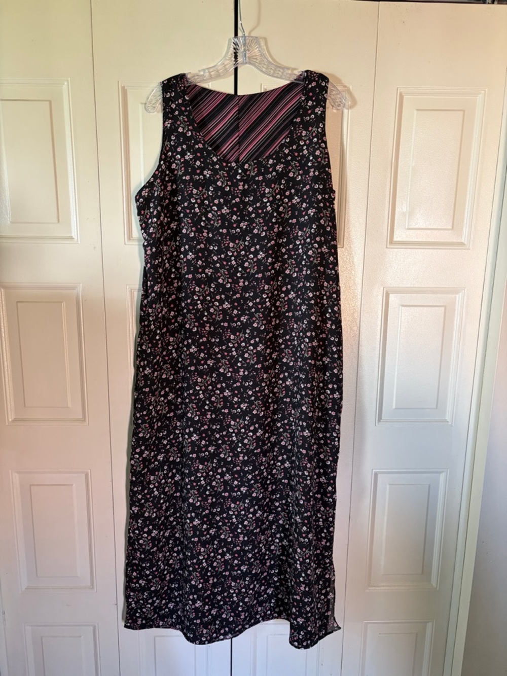 Vintage Y2K Boho Reversible Retro Maxi Dress Floral/Stripes Summer Packable X/XL